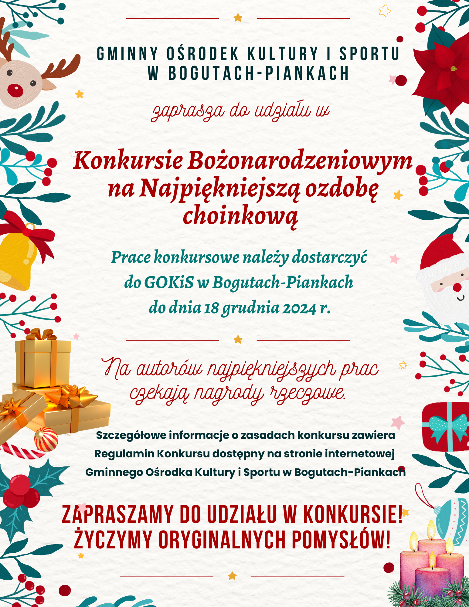 Plakat "Konkurs bozonarodzeniowy 2024"